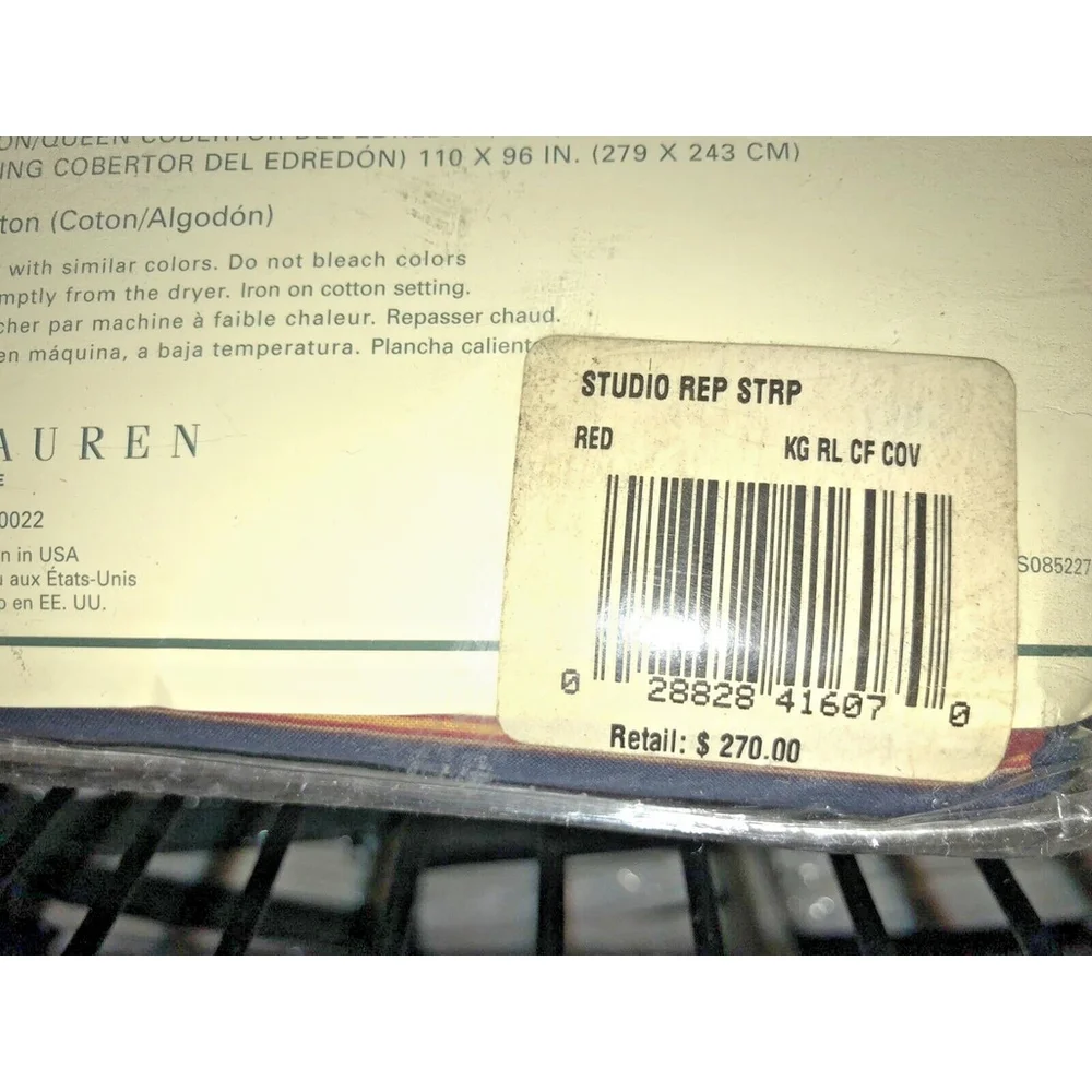 Ralph Lauren Studio Stripe Red King Duvet & 2 Ralph Lauren Navy King Pillowcases